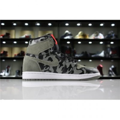 Nike Erkek Air Jordan 1 Retro High Premium Gri / Camo Siyah Basketbol Ayakkabısı Türkiye - S3AJV2L9